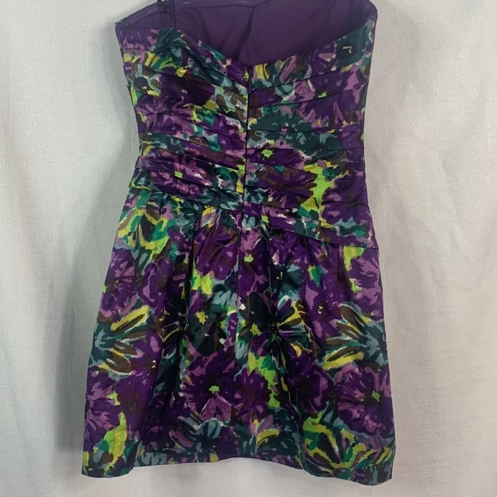 BCBGMAXAZRIA Purple Floral Mini Dress w/ Optional Straps- NWT